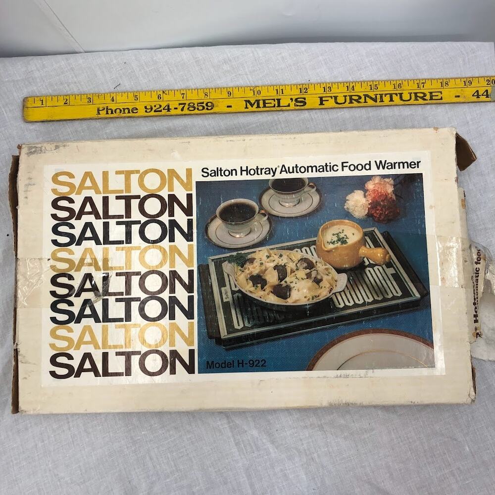SALTON HOTRAY Automatic FOOD WARMER w/Box Model H-922 Vintage USA Tested Working